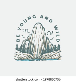 Vintage Outdoor Adventure Illustration for badge label, sticker, t-shirt design