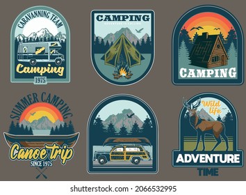 Vintage Outdoor 
Badge, Camping Adventure Badge