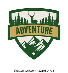 Vintage Outdoor camp and Mountain Logo Badges. Mountain and adventure logo badge isolated