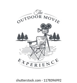 Vintage Outdoor Movies Logo And Poster