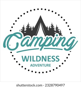 Vintage Outdoor T-shirt Design Vector, Summer Adventure Camping Outdoors Vintage Badge Logo for Poster with Travel Quotes Collection for Print