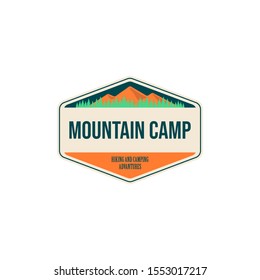 Vintage outdoors logos set. Hand drawn mountain travel badges, wildlife emblems. Camping labels concepts. Explorer illustrations