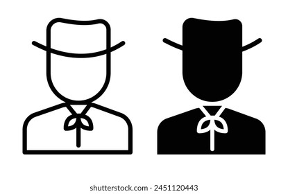 Vintage Outlaw Cowboy Icon Collection with Classic Western Symbols in Black Outline