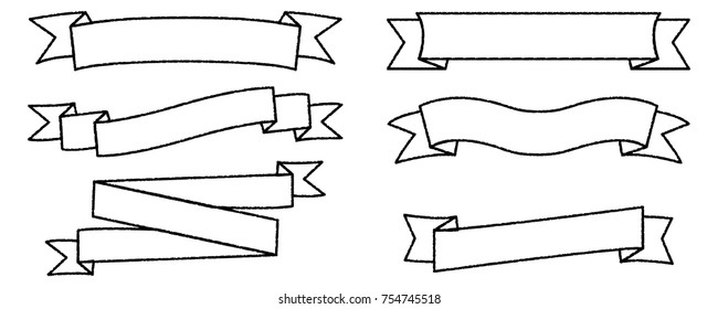 vintage outline ribbon banner set