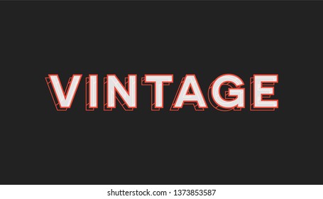 Vintage Outline Vector Text Typography Illustration Background