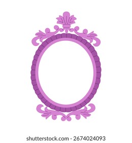 Quadro oval vintage com espaço em branco. Borda retrô decorativa para pintura, fotos, espelhos. Ilustração de vetor desenhada à mão isolada sobre fundo branco, estilo de desenho animado plano moderno