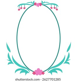 vintage oval frame decorated with flower and beauty pattern
