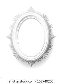 Vintage Oval Frame Is On White Background.