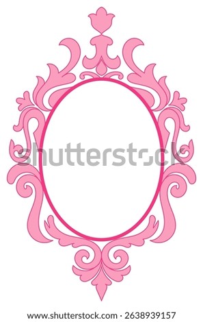 Vintage Oval Frame, Pink Vintage Glass Border, Love, Wedding Card Decoration