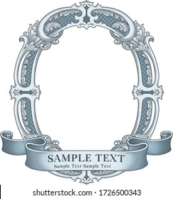 Vintage  Oval Frame vector 1027