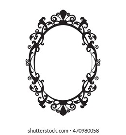 Vintage Oval Mirror Frame - Vector Illustration