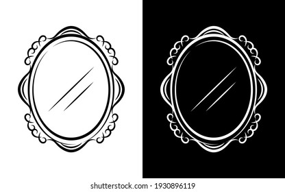 Vintage Oval Mirror Icon. Vector.