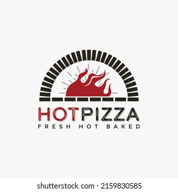 Vintage oven pizza logo vector template on white background