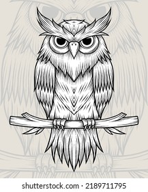 Vintage Owl Bird Illustration. Premium vector