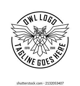 Vintage Owl logo design. Flying owl logo.