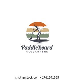 Vintage Paddle Board Silhouette Logo