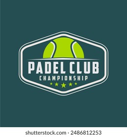 Vintage Paddle Tennis logo, paddle club logo, paddle racket and ball logo icon vector