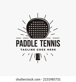 Vintage Paddle Tennis logo, paddle racket logo icon vector on white background