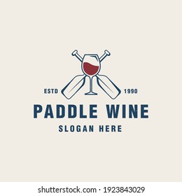 Vintage paddle wine logo template suitable for bar