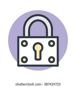 Vintage Padlock Colored Vector Icon