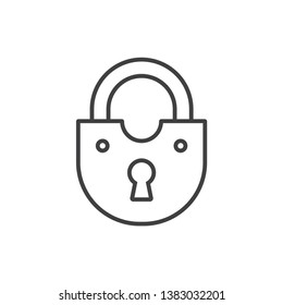 Vintage padlock with keyhole line icon.
