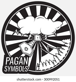 Vintage pagan, mystical, mythical logo, label and emblem