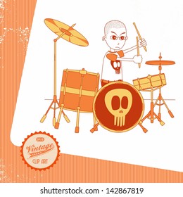 vintage page theme musician cartoon drummer