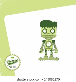 vintage page theme robot funny hair frankenstein