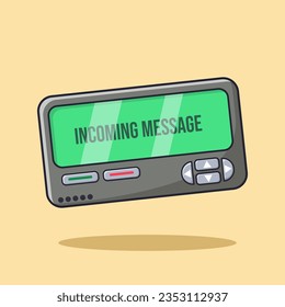Vintage Pager Machine Illustration, Vector, Icon Isolated