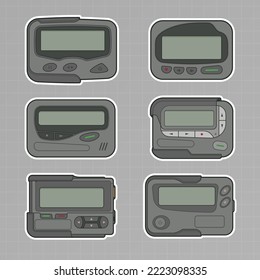 Dibujo de paginadores de vintage aislado conjunto de ilustraciones vectoriales.