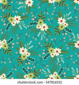 Vintage Painted Flower Bouquet Seamless Pattern. Wallpaper Background.