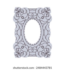 Vintage painting frame. Baguette framework, decorative border in baroque classic design. Traditional picture decoration in retro rococo style. Flat vector illustration isolated on white background