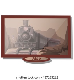 Vintage painting of a locomotive. Vector.