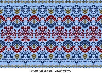 Vintage Paisley Floral Damask Pattern with Ornamental Tile Design.