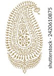 Vintage Paisley floral designs. Hindu Wedding, Rajasthan, Royal India. Plant Botanical Ornament. Gold Vector illustration.
Oriental Indian cucumber, Turkish bean. Buta motif. Middle East ornament.