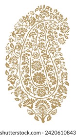 Vintage Paisley floral designs. Hindu Wedding, Rajasthan, Royal India. Plant Botanical Ornament. Gold Vector illustration.
Oriental Indian cucumber, Turkish bean. Buta motif. Middle East ornament.