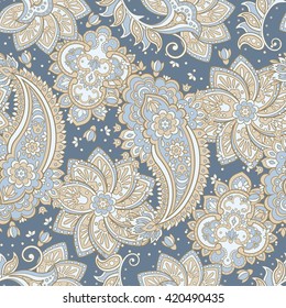 vintage paisley pattern in indian batik style. floral vector background