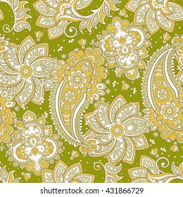 vintage paisley pattern in indian batik style. floral vector background
