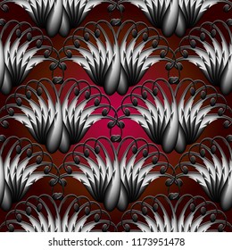 Vintage paisley vector seamless pattern. Ornamental abstract background. Hand drawn intricate paisley flowers, leaves, swirls. Ethnic style floral ornament in black red white colors. Decorative design