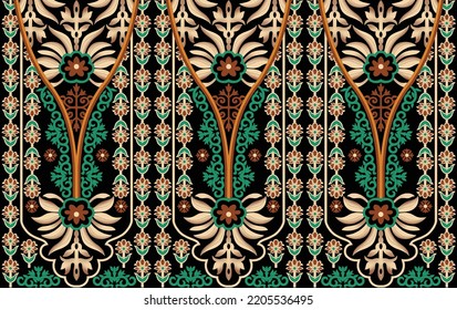vintage Pakistani style motifs and borders designed with pattern creation.