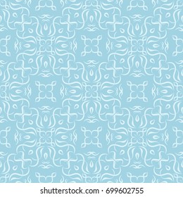 Vintage pale blue ornament. Floral seamless pattern for textile, paper, fabric. Vector illustration