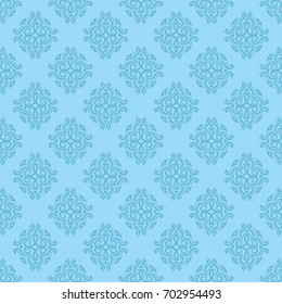 Vintage pale blue ornament. Floral seamless pattern for textile, paper, fabric. Vector illustration