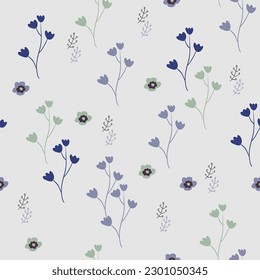 Vintage pale floral seamless pattern. Vector digital art.