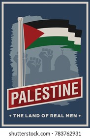 Vintage Palestine Propaganda Poster And Elements. Isolated object of artwork. Suitable for print media.