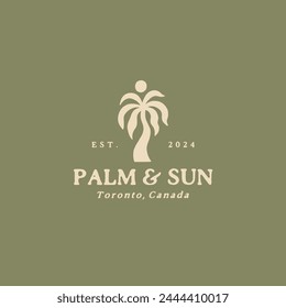 Klassisches Palm- und Sun-Logo-Design