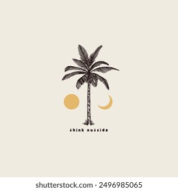 Vintage palm tree design template.