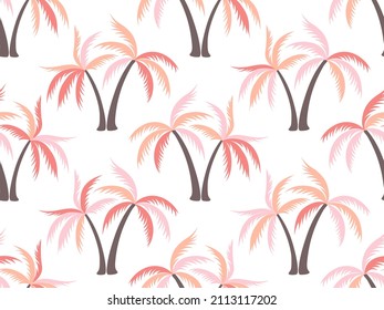 Vintage palm tree seamless pattern vector design. Exotic garden plants textile ornament. Coconut palm tree wallpaper in miami style. Botany rapport. Fashion fabric print.
