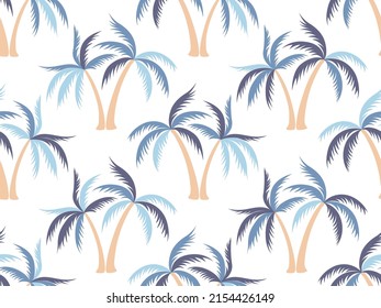 Vintage palm tree seamless pattern vector design. Jungle forest plants fabric ornament. Coconut palm tree silhouettes on white. Paradise rapport. Fashion textile print.