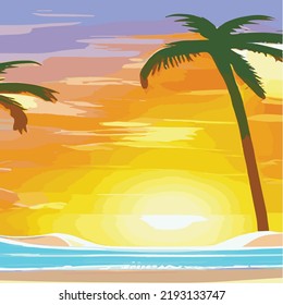 Vintage Palm Trees Beach Abstract Background Stock Vector (Royalty Free ...