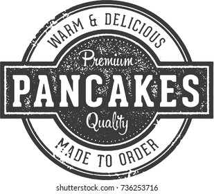 Vintage Pancakes Breakfast Restaurant Menu Stamp